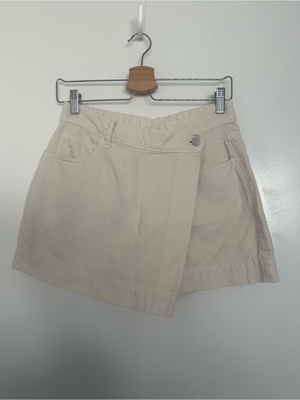 Uniqlo Ivory Wrap-Front Skort